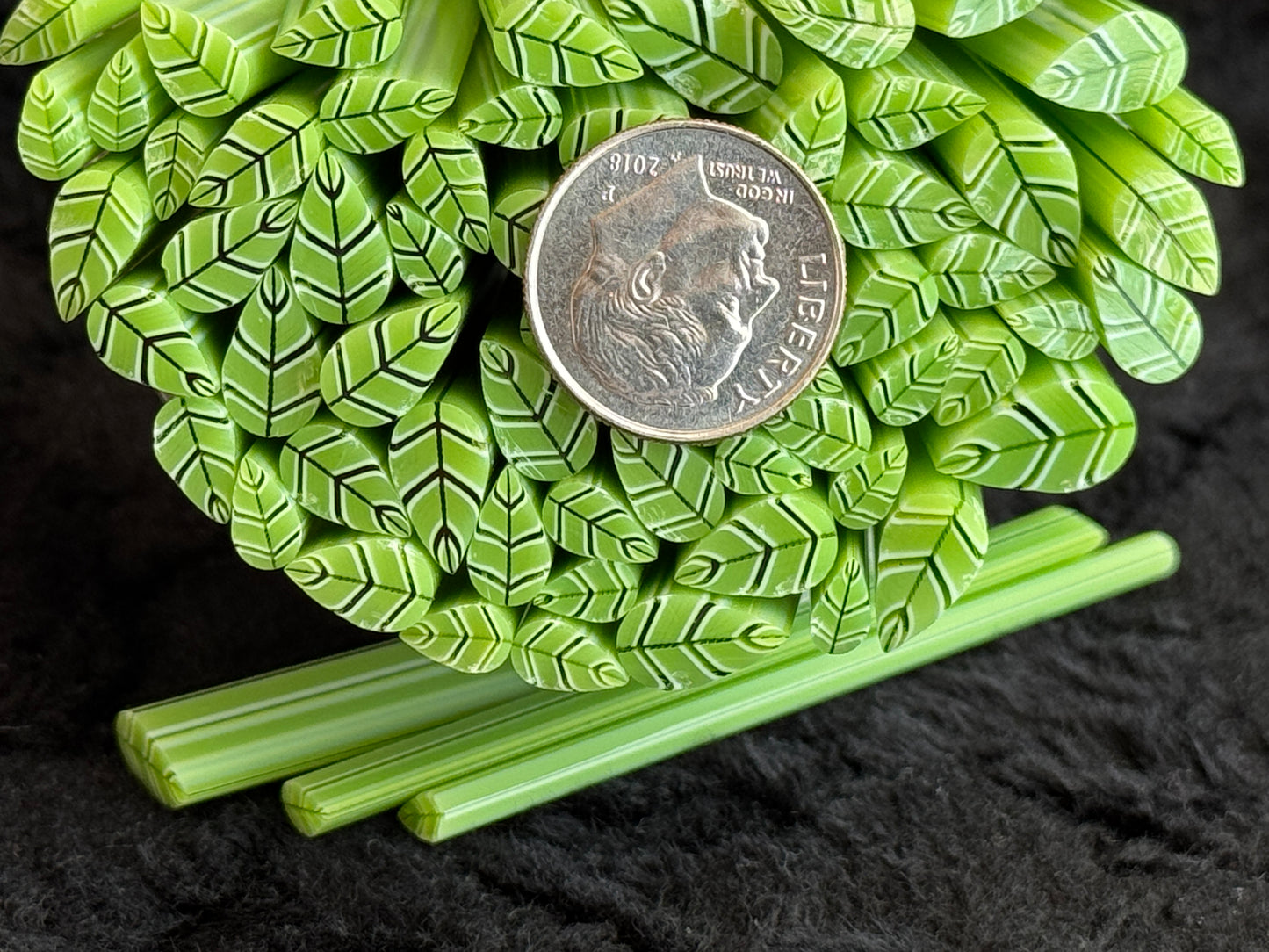 Multi-size Gorgeous Green Leaves, 1oz, COE 96 Murrini Millefiori