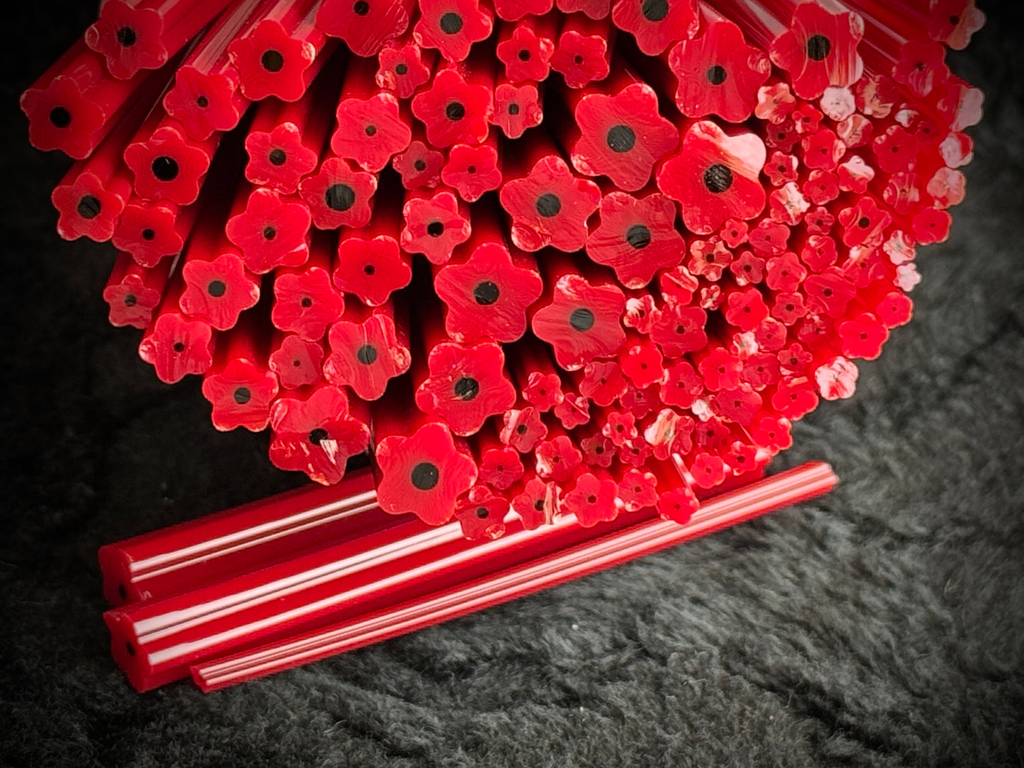 SECONDS Red Poppy Field (multi-size), 1.5oz, COE 96 Murrini Millefiori