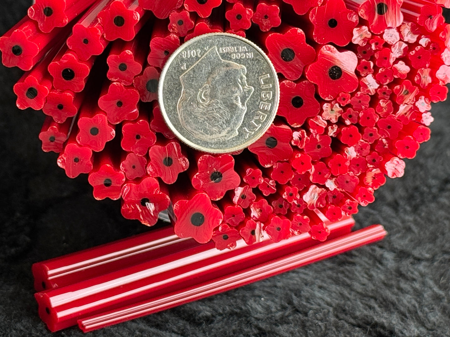 SECONDS Red Poppy Field (multi-size), 1.5oz, COE 96 Murrini Millefiori