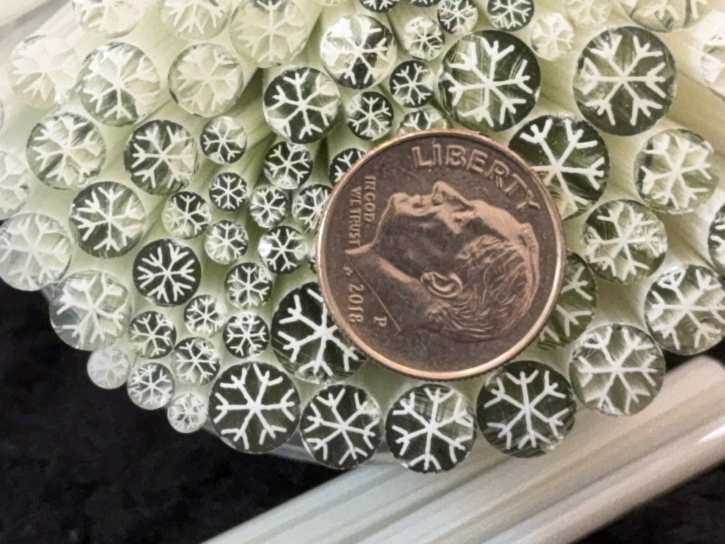 Multi-size Snowflakes (on smaller side), 1oz, COE 96 Murrini Millefiori