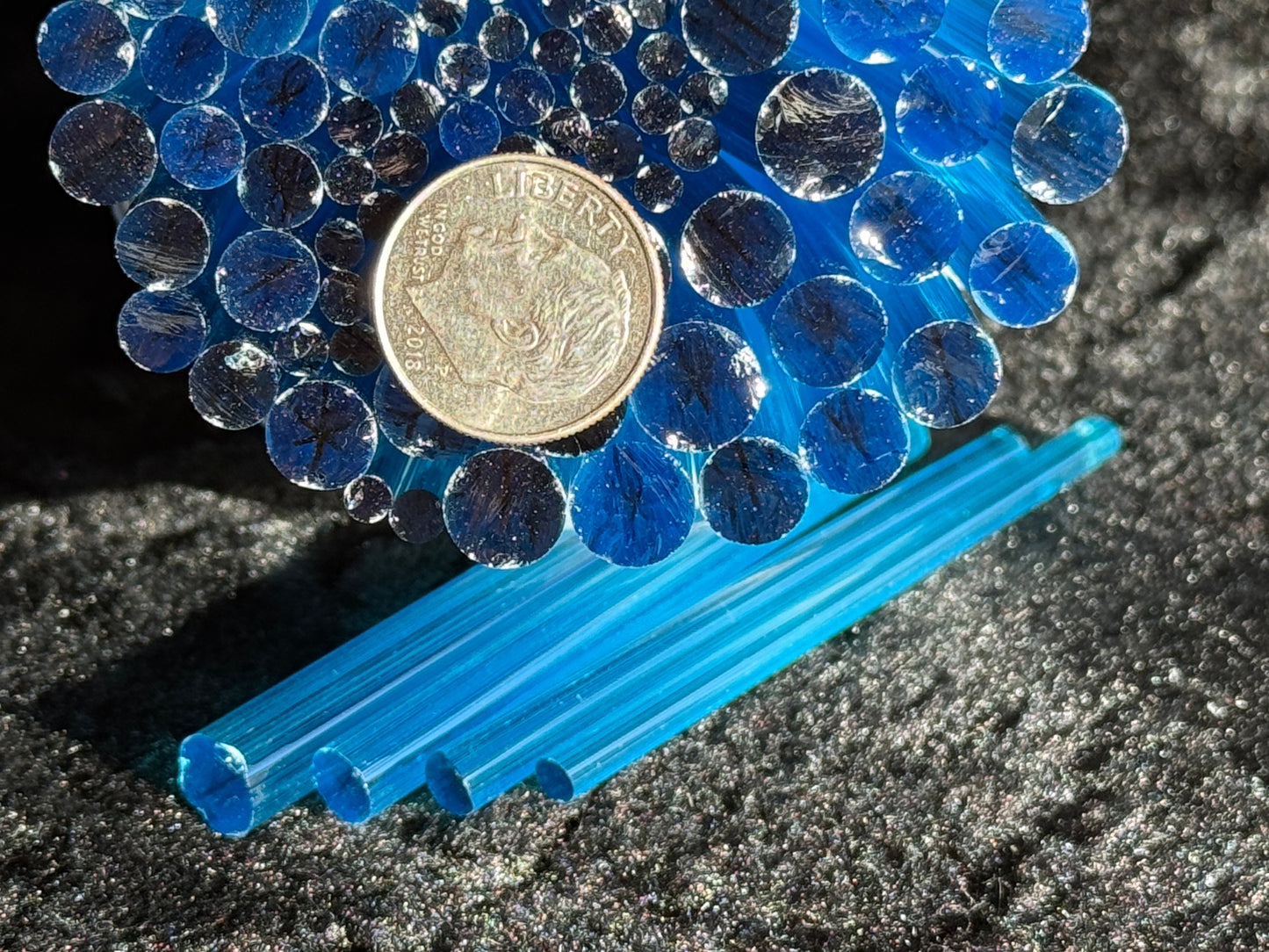 Multi-size Transparent Blue Snowflakes, 1oz, COE 96 Murrini Millefiori