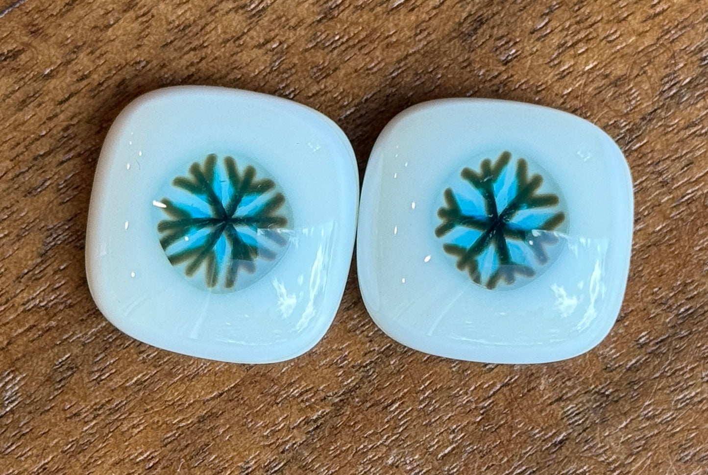 Multi-size Transparent Blue Snowflakes, 1oz, COE 96 Murrini Millefiori