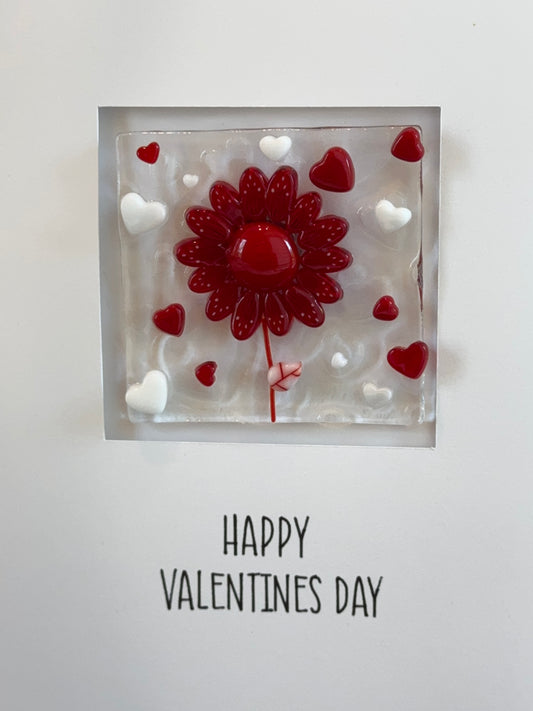 Transparent Light Cherry Red Hearts (sizes vary), 1oz, COE 96 Murrini Millefiori