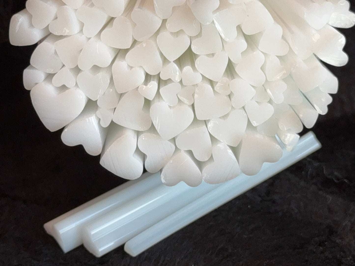 White Multi-sized Hearts, 1oz, COE 96 Murrini Millefiori
