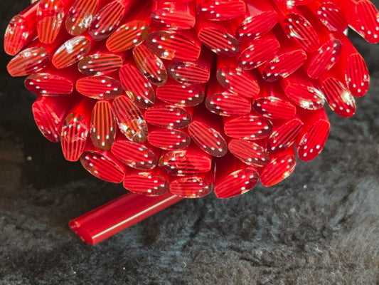 Striped Red Flat-end Daisy Petal, 1oz, COE 96 Murrini Millefiori