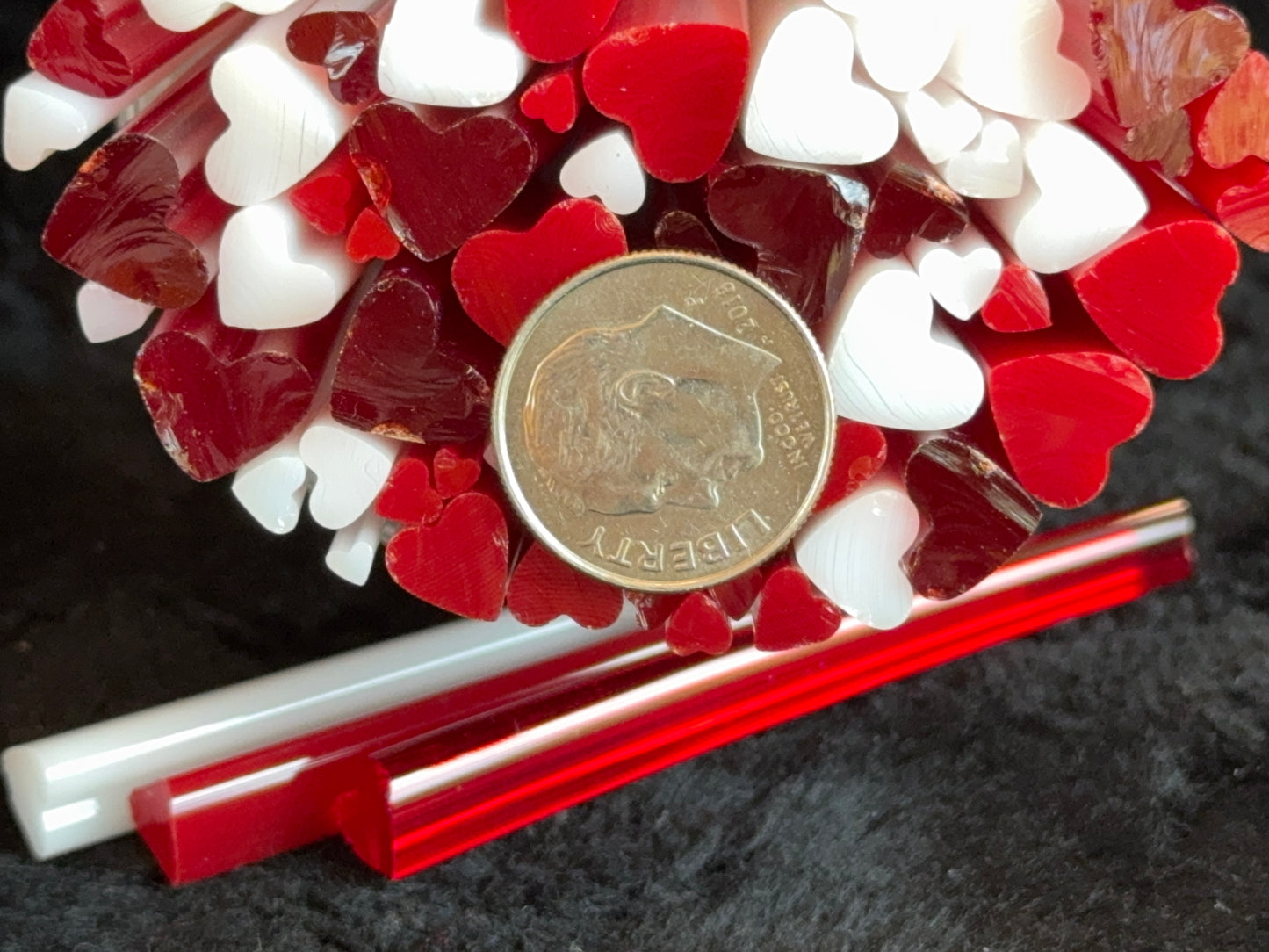 Trio of Multi-sized Hearts, 1oz, COE 96 Murrini Millefiori
