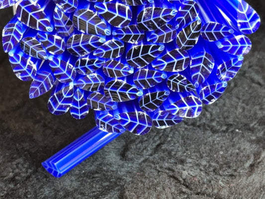 Sapphire Leaf with White Vein , 1oz, COE 96 Murrini Millefiori