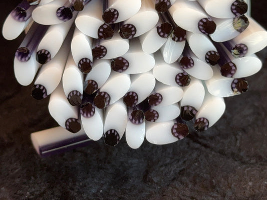Grape Dotted White Flat-end Daisy Petal, 1oz, COE 96 Murrini Millefiori