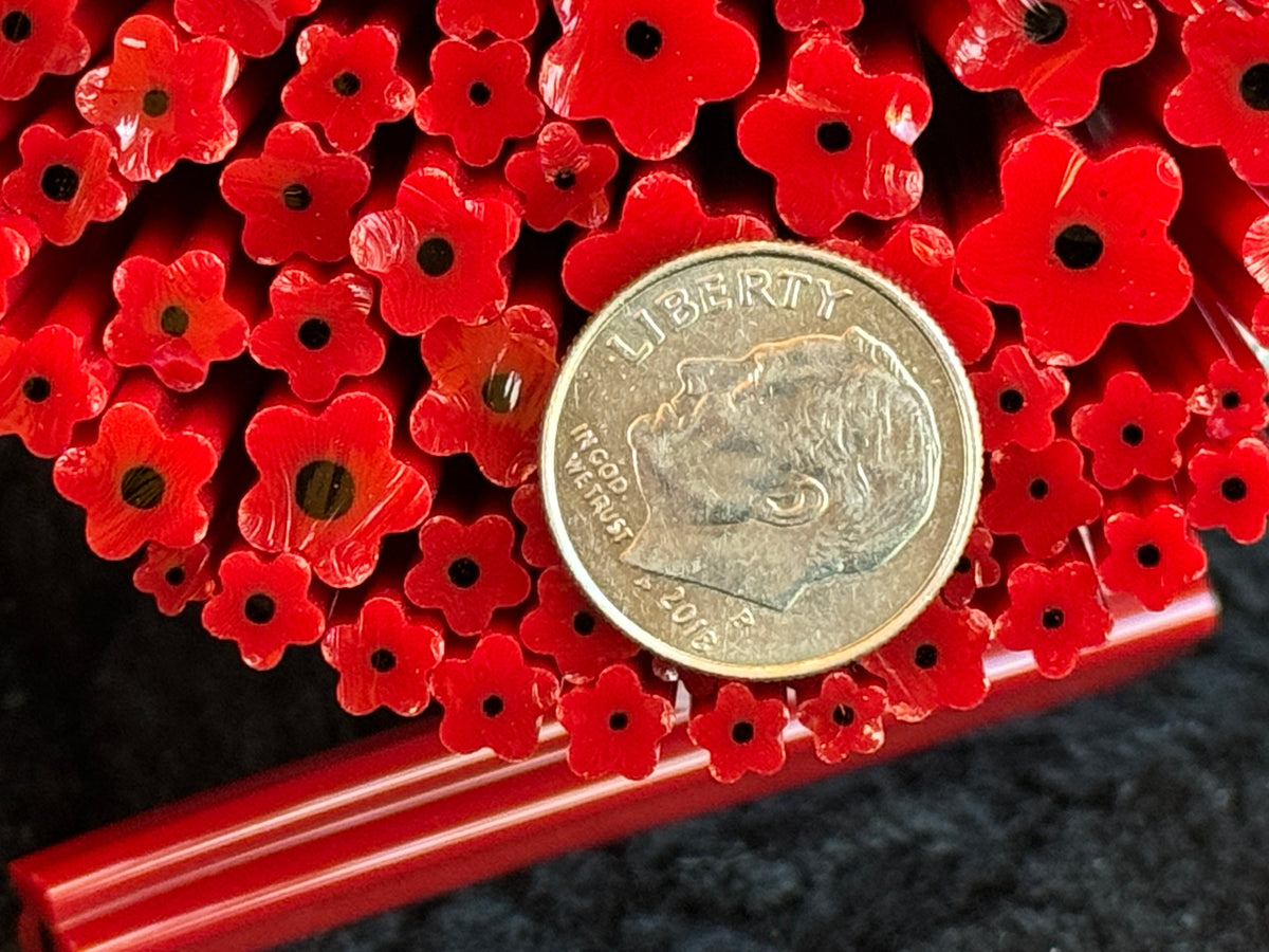 SECONDS Red Poppy Field (multi-size), 1.5oz, COE 96 Murrini Millefiori
