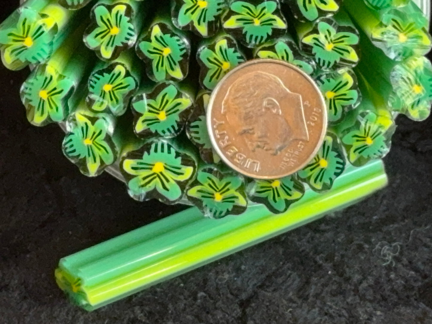 5 Pansy Pack with Leaf, 1.5oz (and as singles)COE 96 Murrini Millefiori