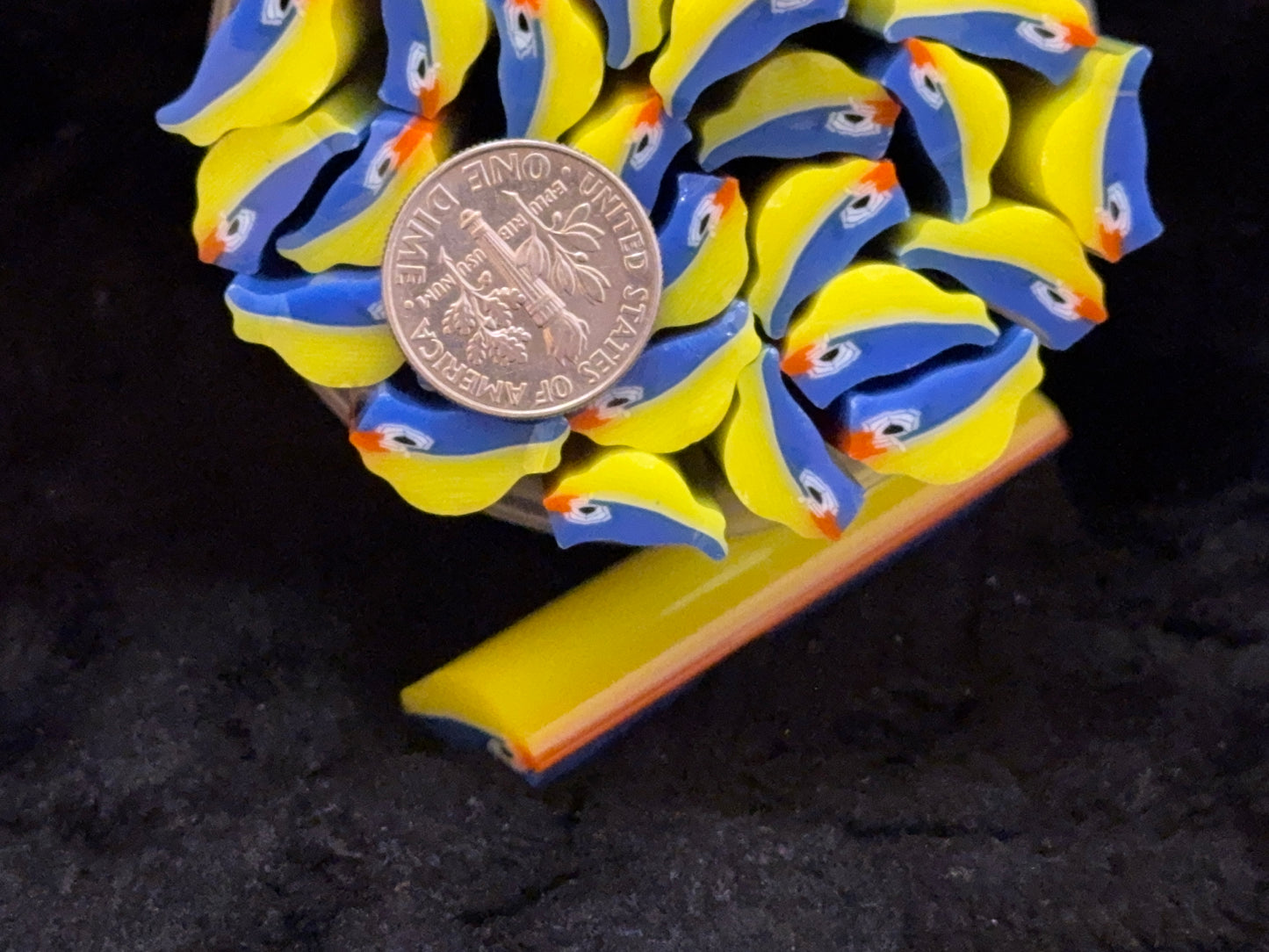 Yellow Belly Bluebirds, 1oz, COE 96 Murrini