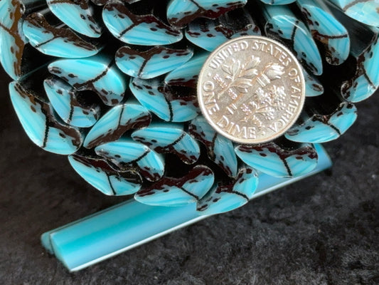 Turquoise/Peacock Butterfly Wings, 1oz, COE 96 Murrini Millefiori