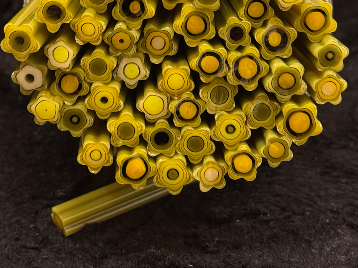 Olive Green Ripple Petals, 1.5oz, COE 96 Murrini Millefiori