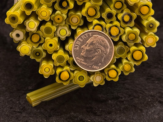 Olive Green Ripple Petals, 1.5oz, COE 96 Murrini Millefiori