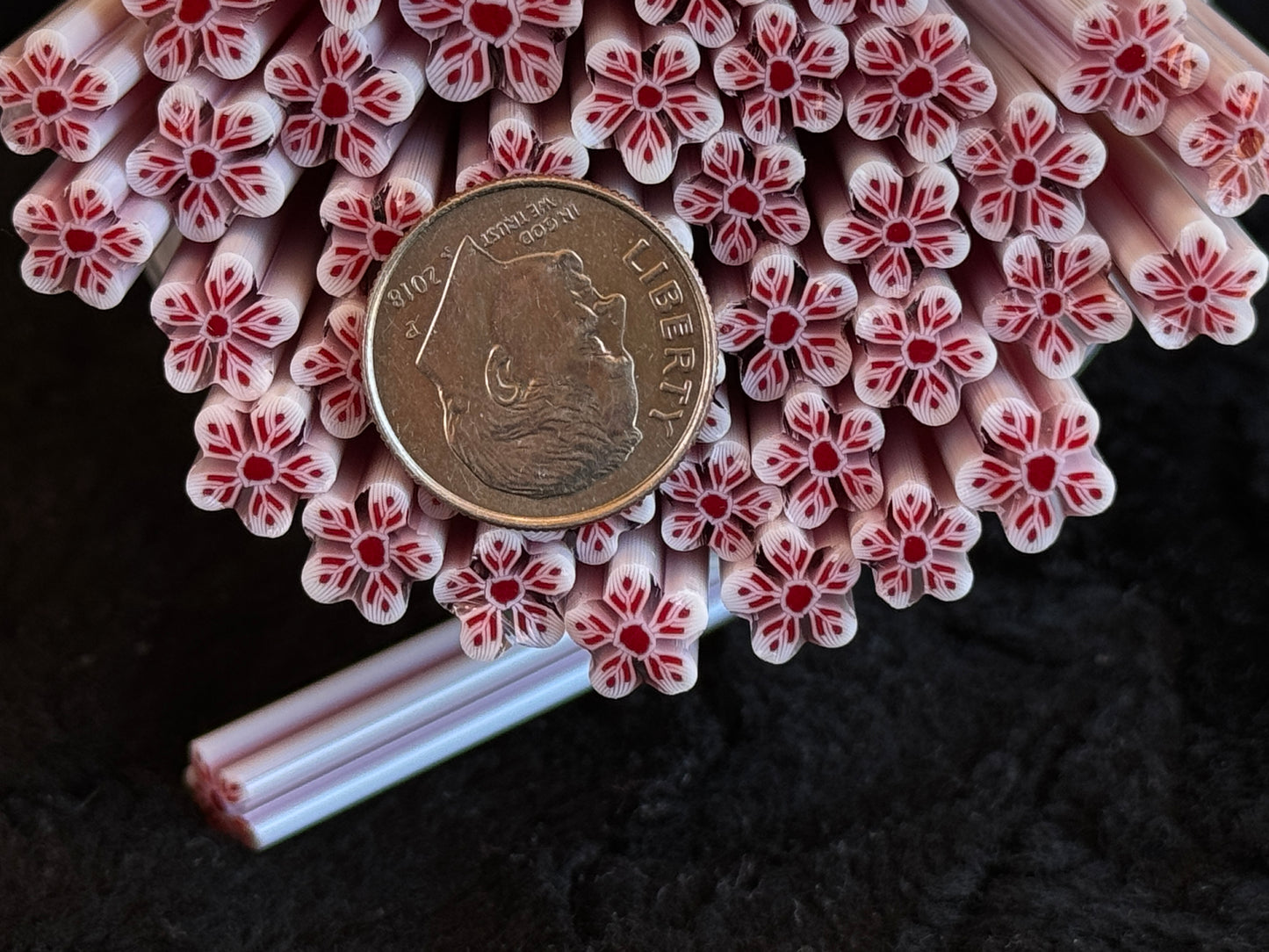 Vanilla Cream and Red Wildflowers, 1oz, COE 96 Murrini Millefiori