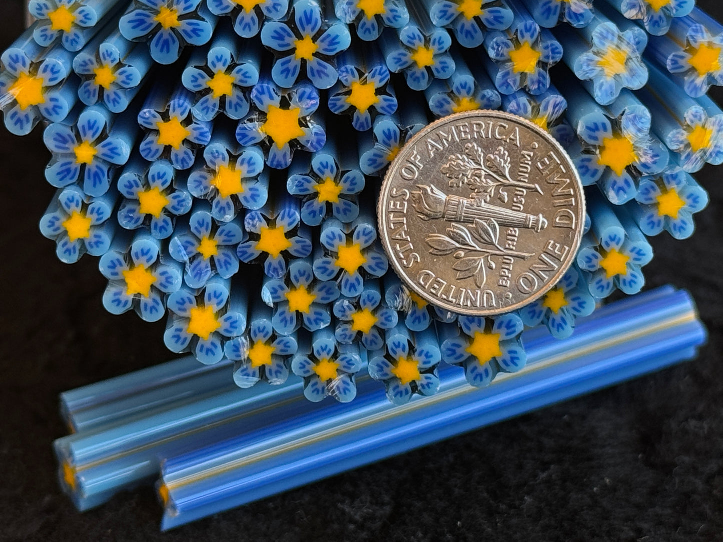 Blue Wildflowers, 1oz, COE 96 Murrini Millefiori