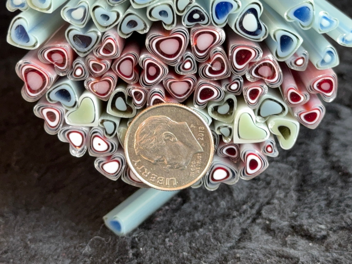 Wedding Hearts (multi-size), 1oz, COE 96 Murrini Millefiori