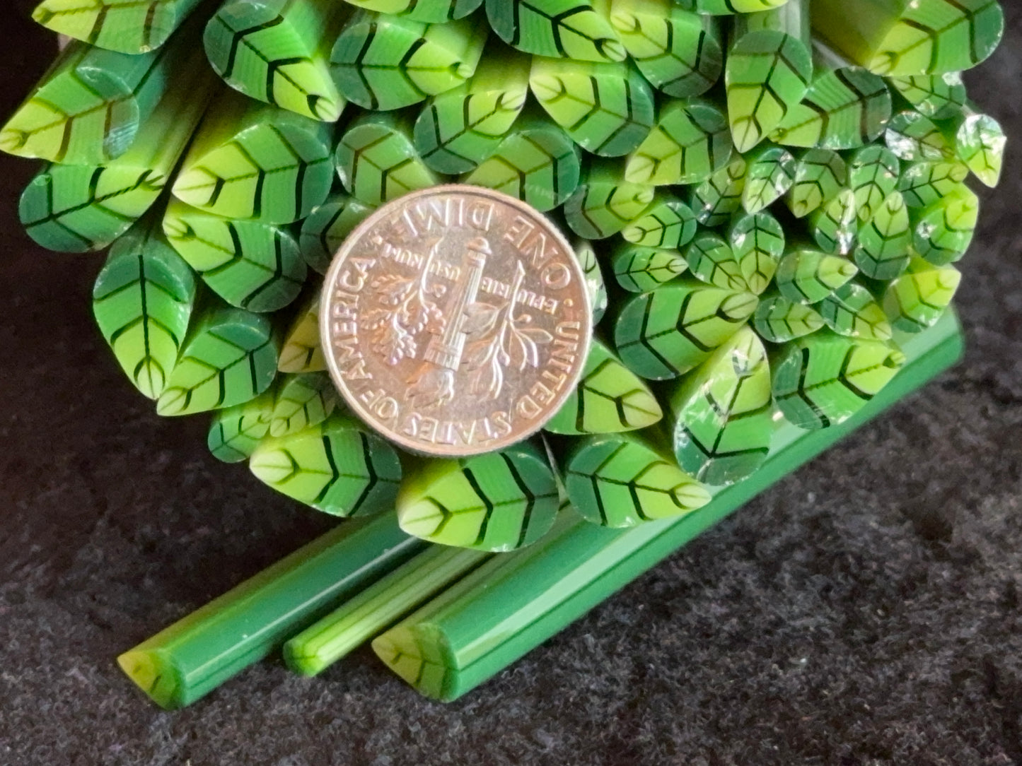 Multi-size Green Ombré Leaves, 1oz, COE 96 Murrini Millefiori