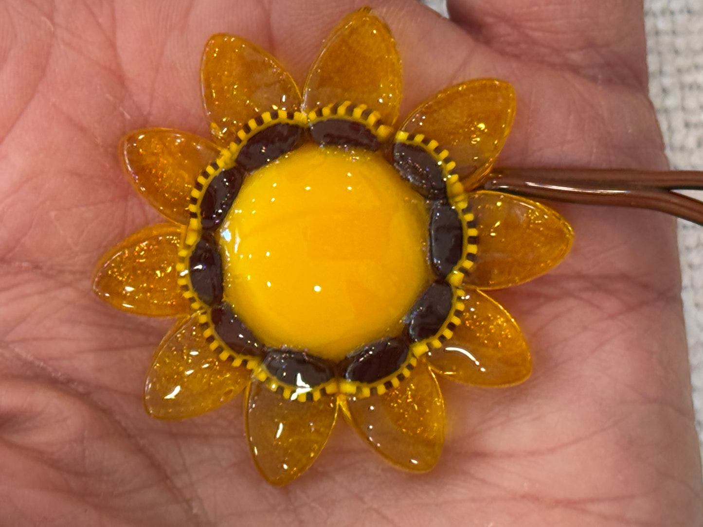 Transparent Yellow Dotted Flat-end Sunflower Petals 1oz, COE 96 Murrini Millefiori