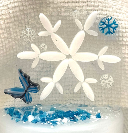 Snowflakes Deep Aqua, 1oz, COE 96 Murrini Millefiori