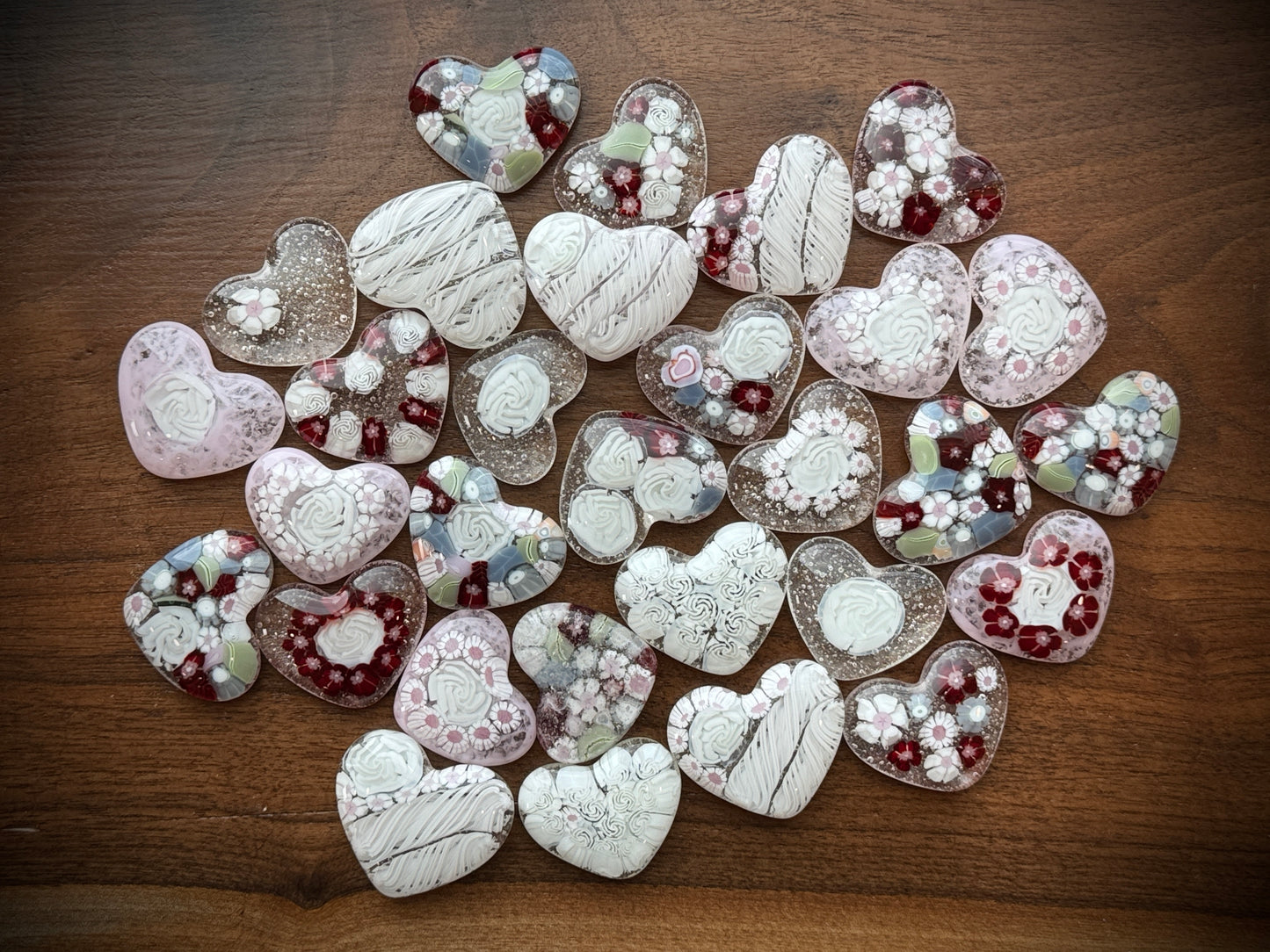 White Roses, 1oz, COE 96 Murrini Millefiori