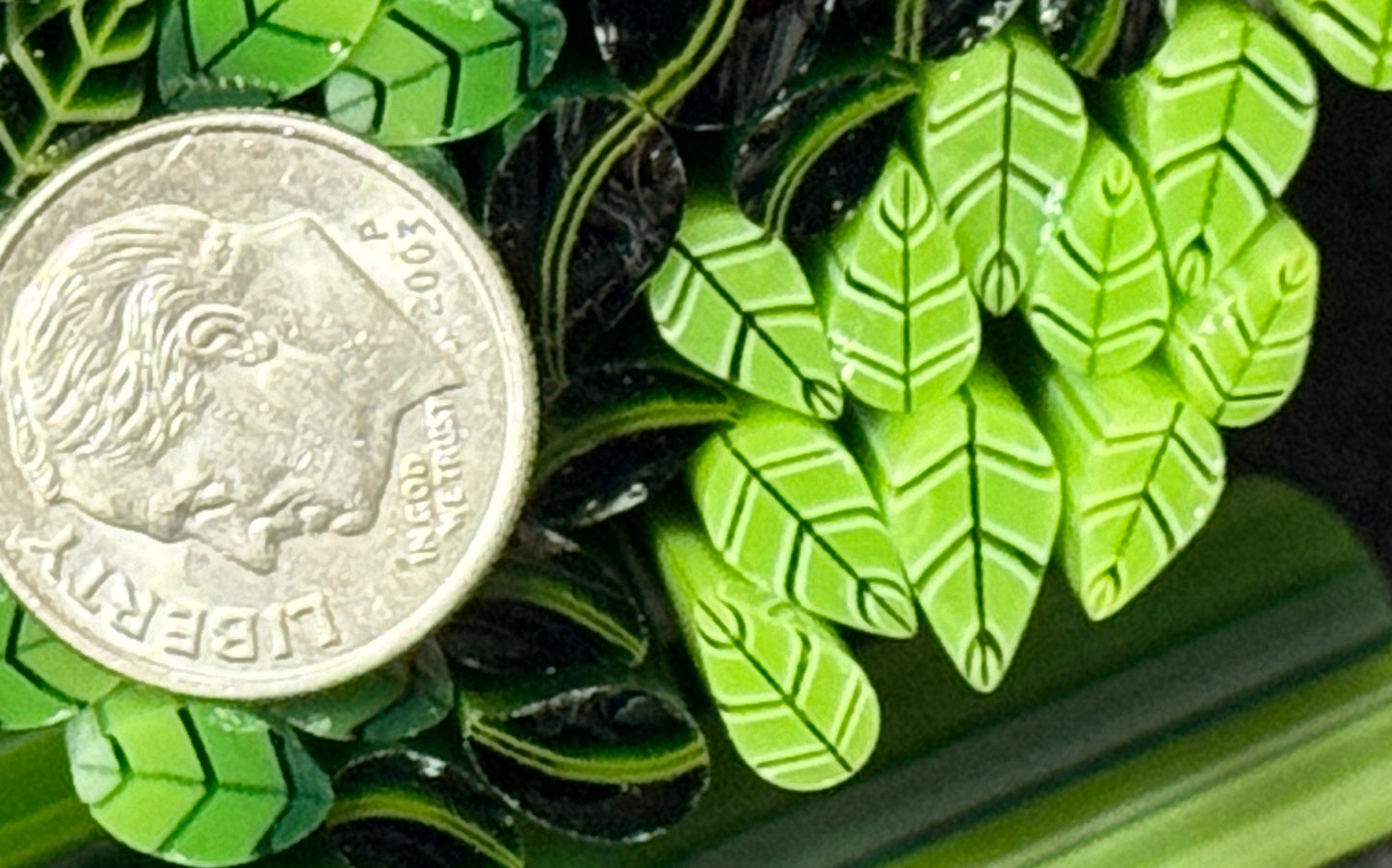 Gorgeous Green Leaves, 1.5oz, COE 96 Murrini Millefiori