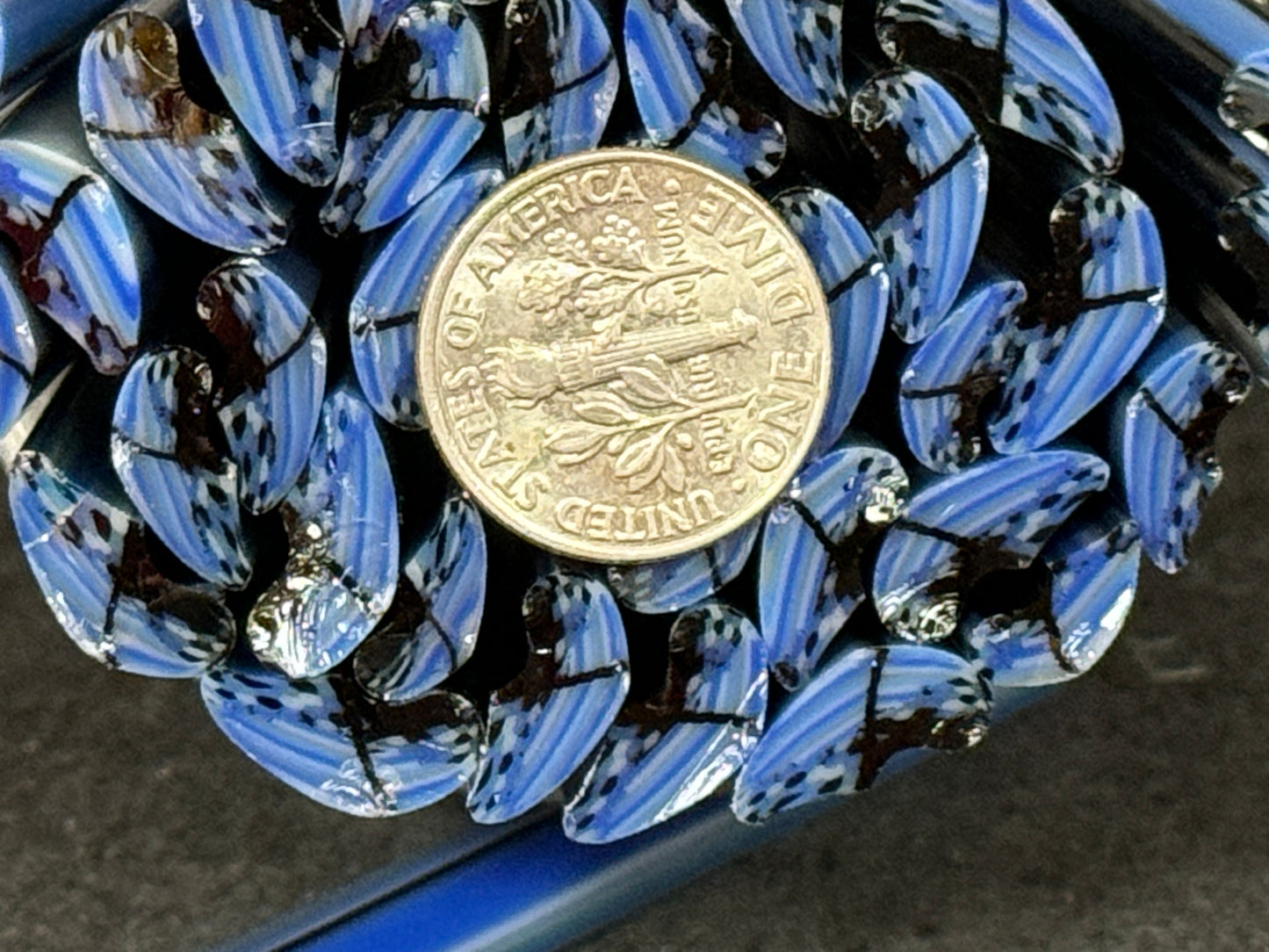 Blue Butterfly Wings, 1.5oz, COE 96 Murrini Millefiori