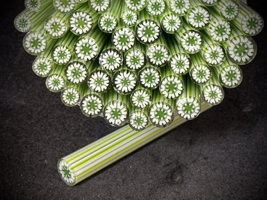 Dotted Green Spider Mums, 1.5oz, COE 96 Murrini Millefiori