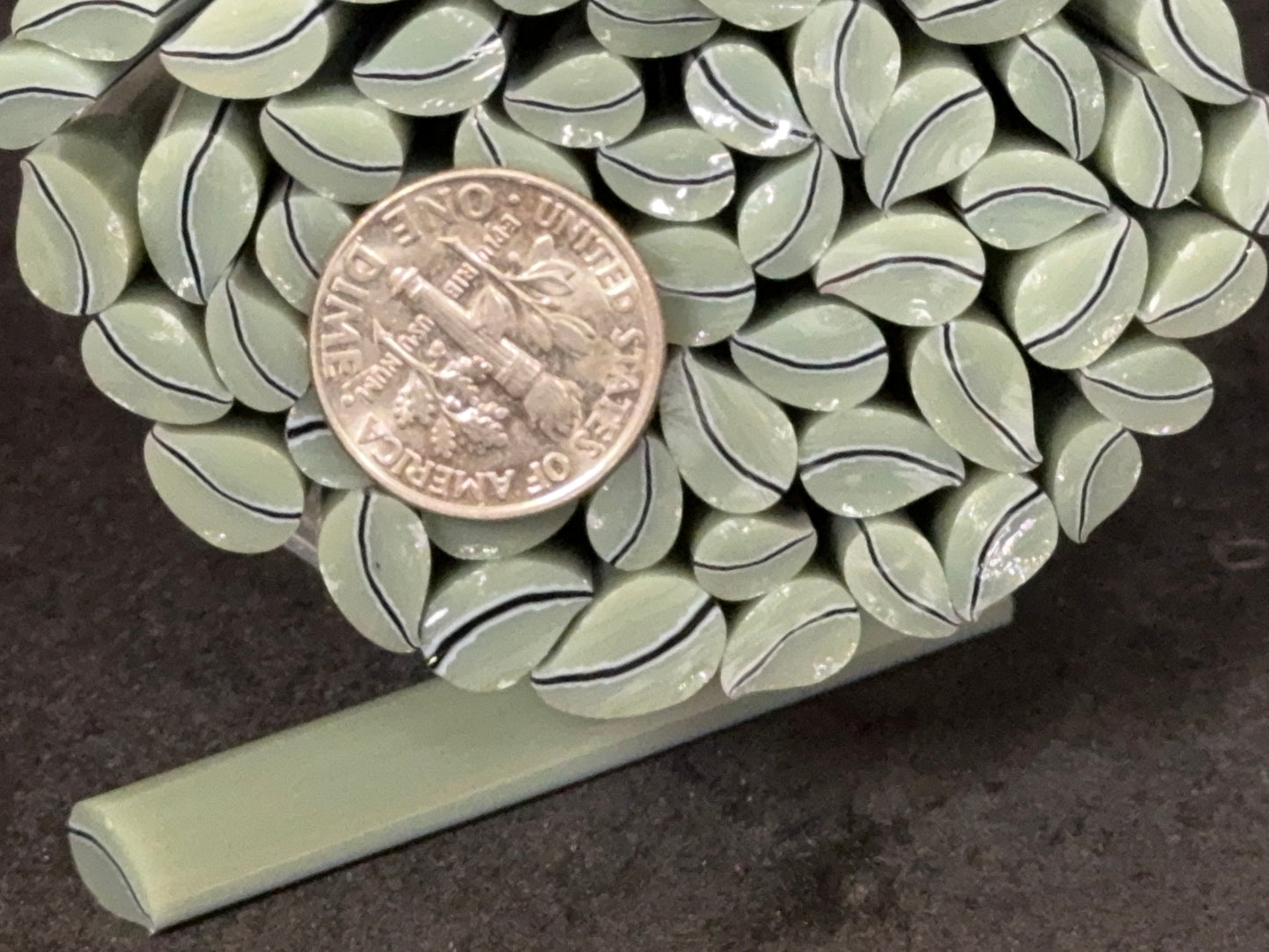 Curved Celadon Leaves, 1oz, COE 96 Murrini Millefiori