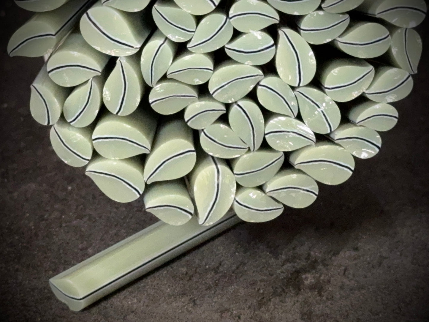 Curved Celadon Leaves, 1oz, COE 96 Murrini Millefiori