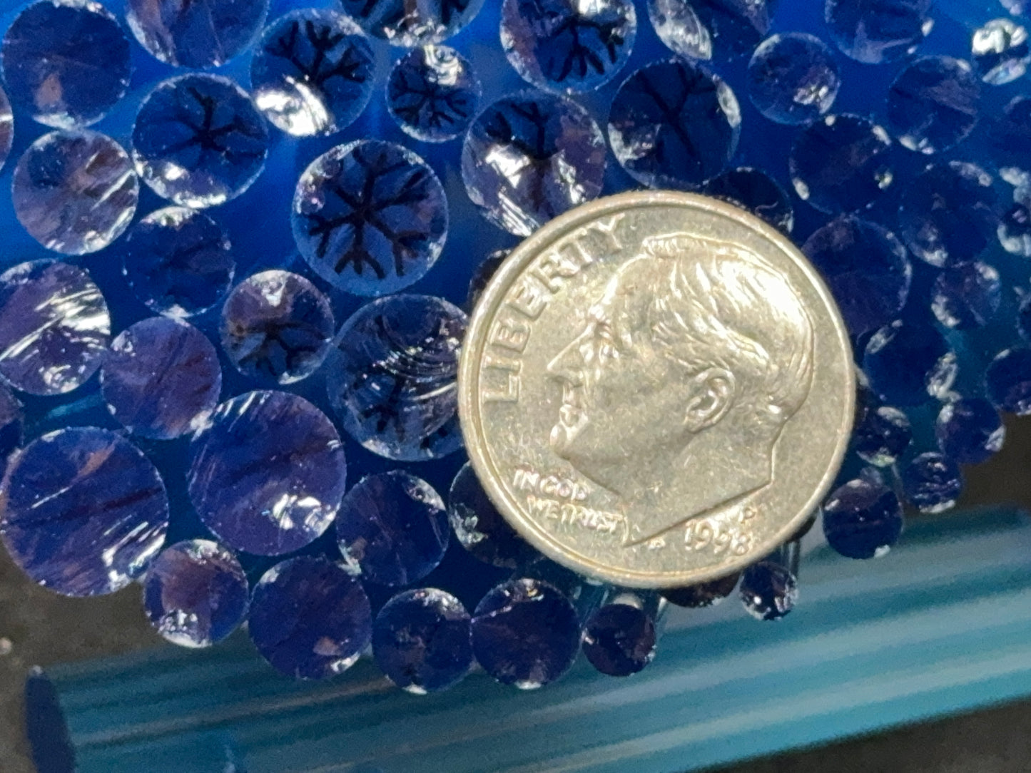 Multi-size Transparent Blue Snowflakes, 1oz, COE 96 Murrini Millefiori