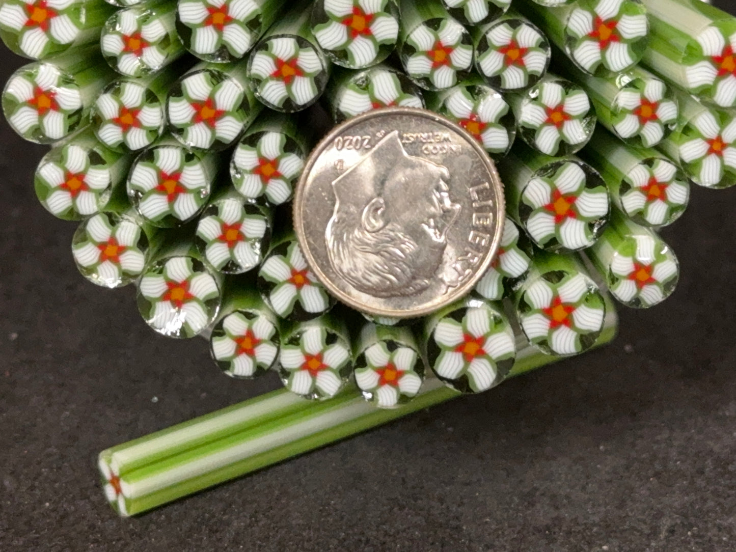 Christmas Blossoms, 1oz, COE 96 Murrini Millefiori