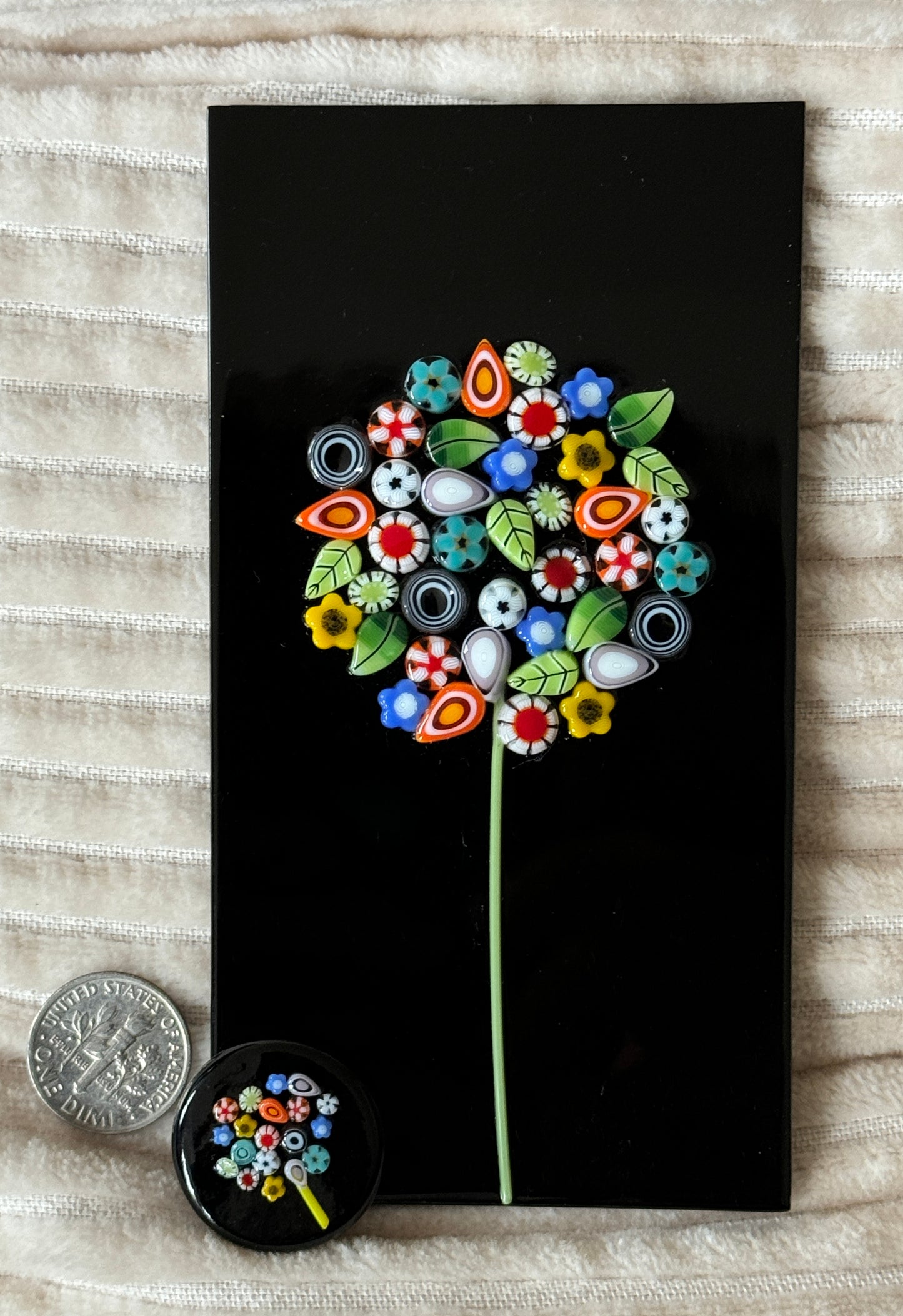 Black and White Blossoms (medium/tiny sizes), 1oz, COE 96 Murrini Millefiori