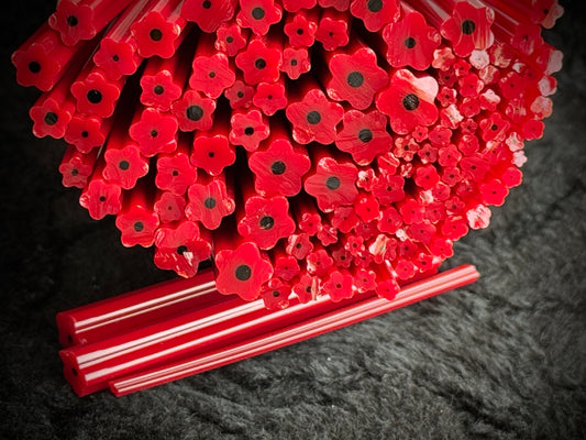 SECONDS Red Poppy Field (multi-size), 1.5oz, COE 96 Murrini Millefiori
