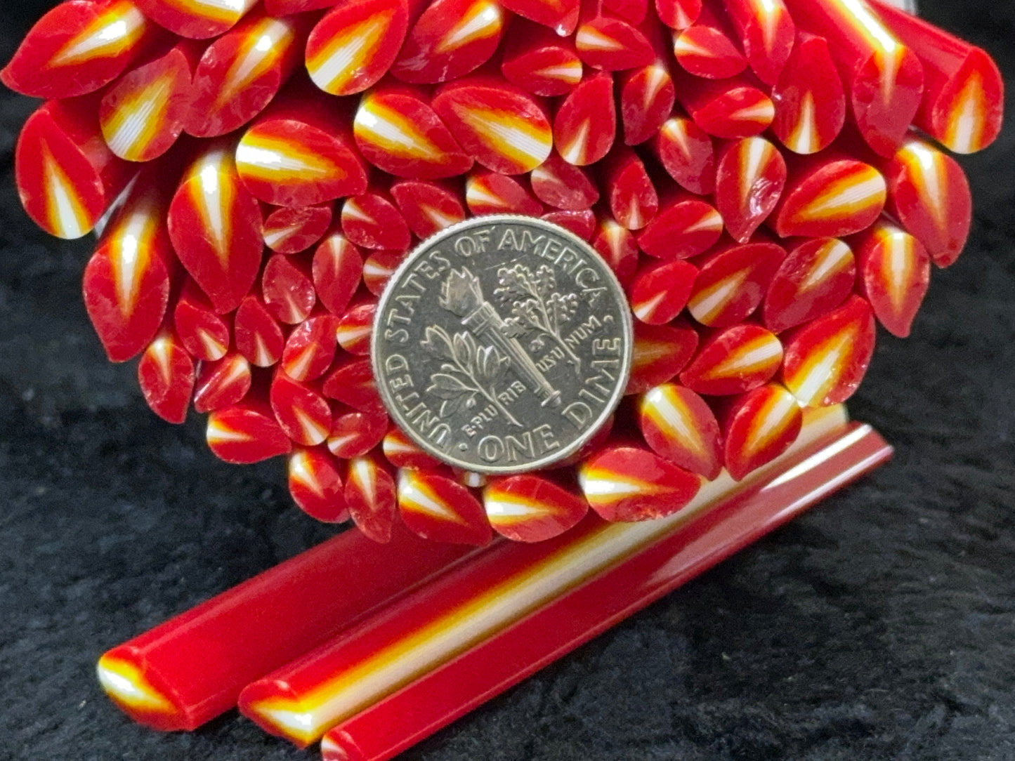 Multi-size Flames, 1oz, COE 96 Murrini Millefiori