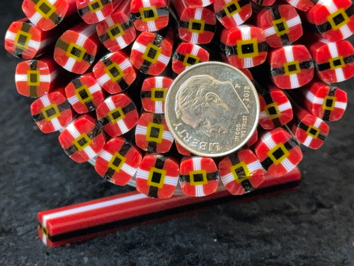 Santa and Elf Belly Duo (and singles) 1+oz, COE 96 Murrini Millefiori