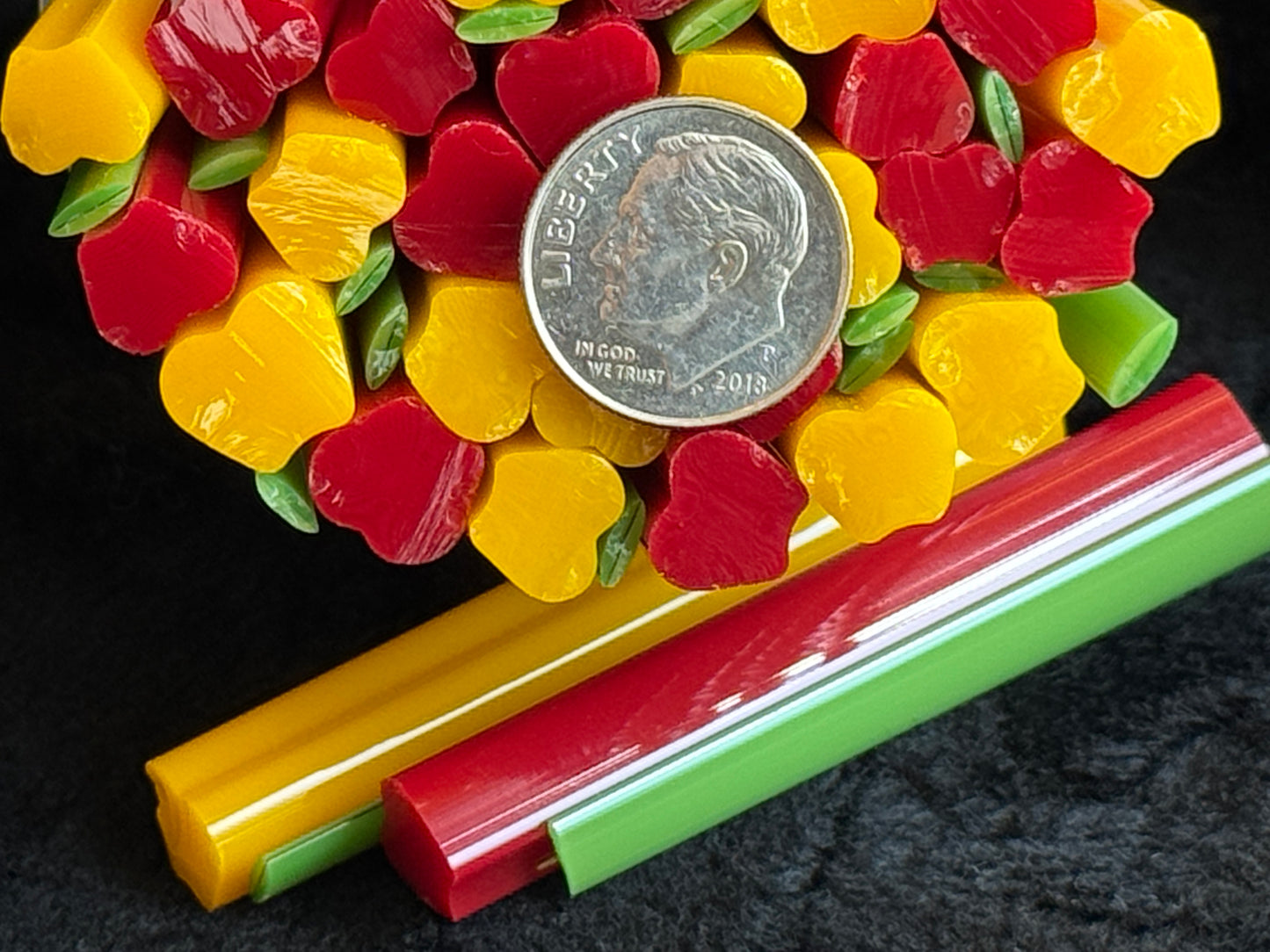 Duo of Golden and Red Apples with Leaves, 1oz, COE 96 Murrini Millefiori