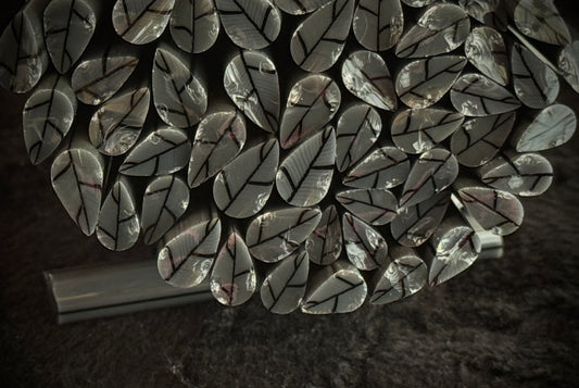 Charcoal Grey Leaves, 1oz, COE 96 Murrini Millefiori