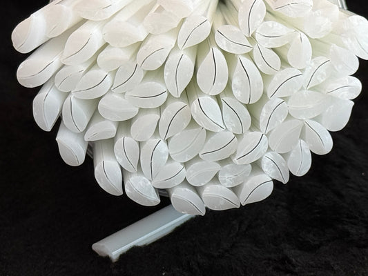 NEW Winter White Curved Leaves, 1oz, COE 96 Murrini Millefiori