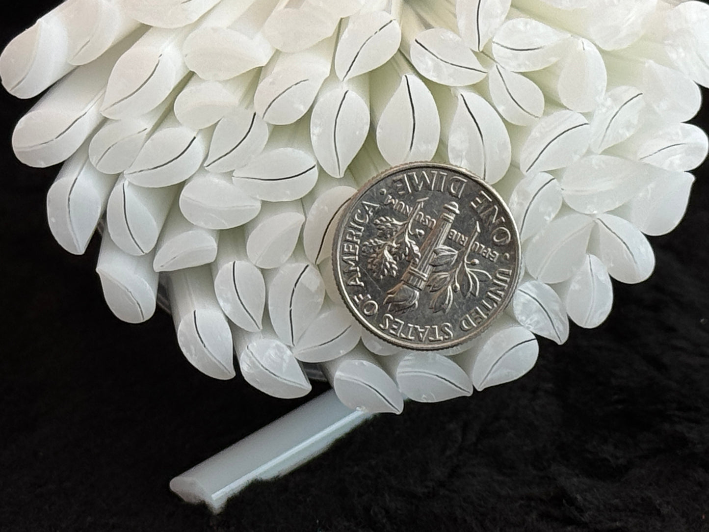 NEW Winter White Curved Leaves, 1oz, COE 96 Murrini Millefiori