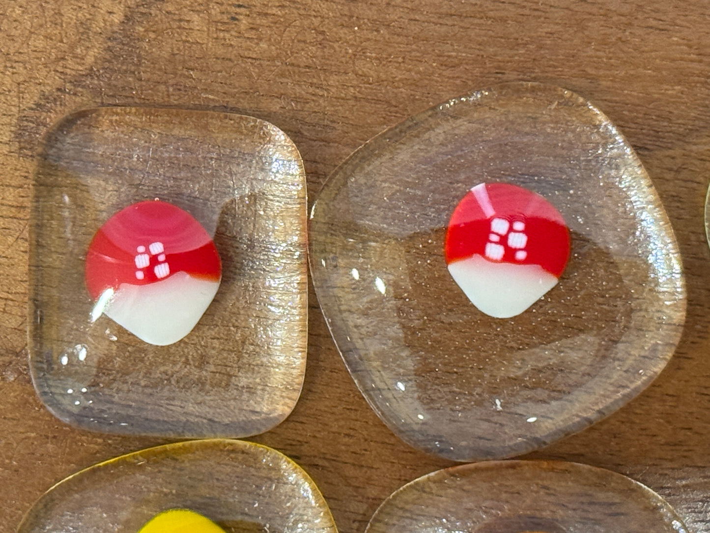 Tack Fuse Red Dotted Mushrooms, Sizes Vary, 1oz, COE 96 Murrini Millefiori