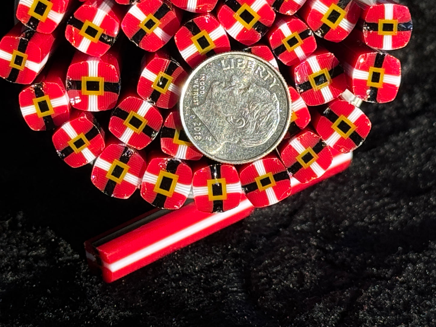 Santa and Elf Belly Duo (and singles) 1+oz, COE 96 Murrini Millefiori