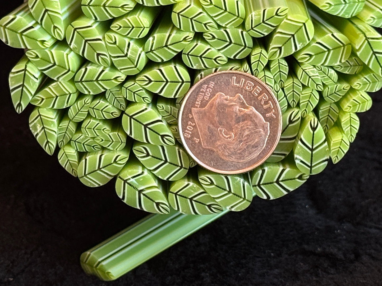 Multi-size Gorgeous Green Leaves, 1oz, COE 96 Murrini Millefiori