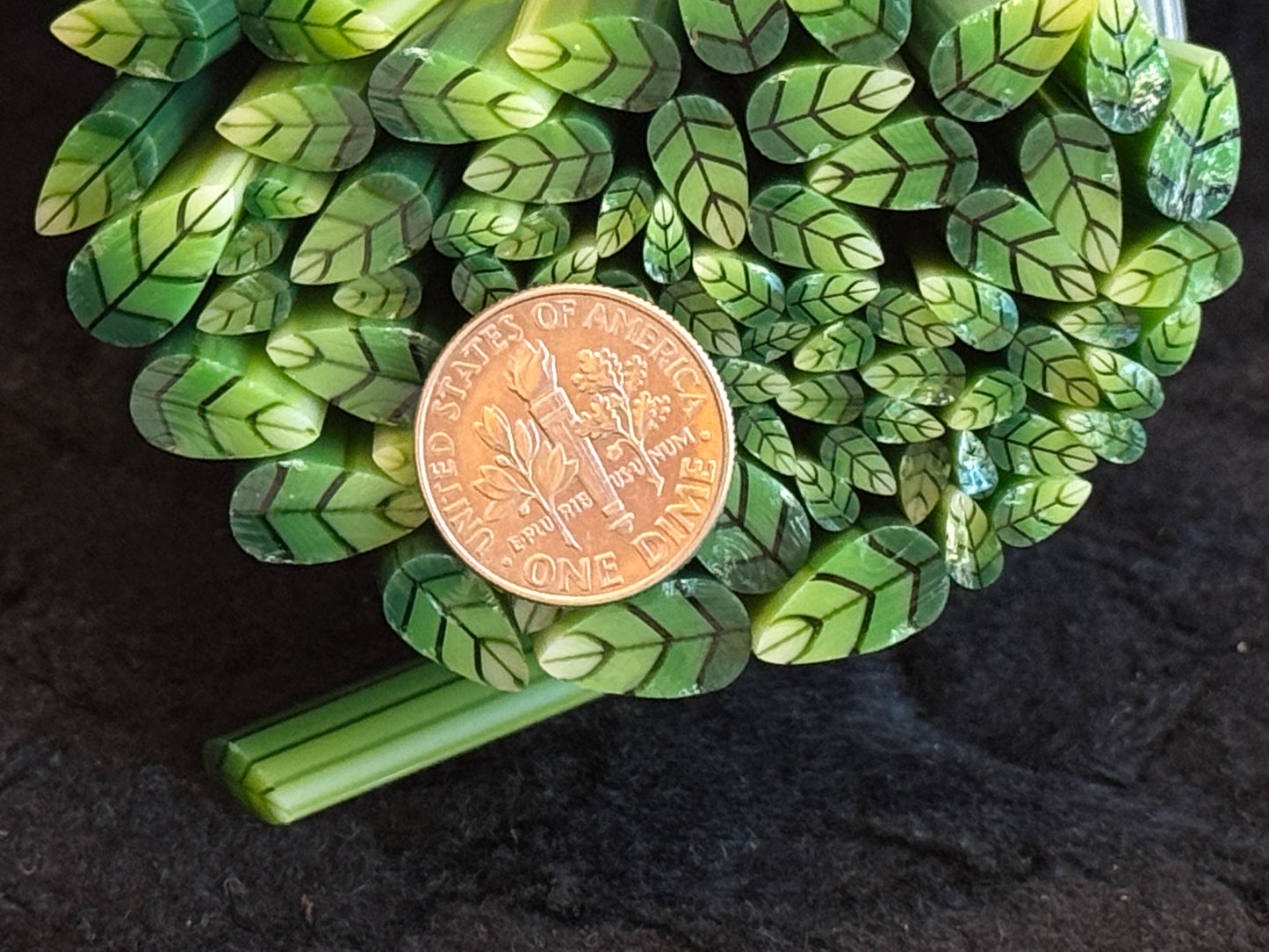 Multi-size Green Ombré Leaves, 1oz, COE 96 Murrini Millefiori