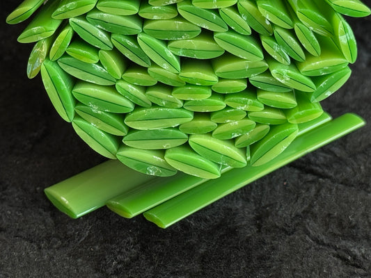 Slender Green Two Toned Leaves (Multi-size), 1oz, COE 96 Murrini Millefiori