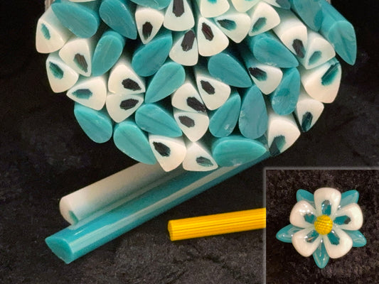Turquoise Columbine Kit, 1+oz, COE 96 Murrini Millefiori