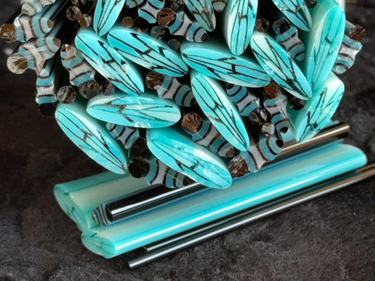 Turquoise Dragonfly Kits, COE 96 Murrini Millefiori
