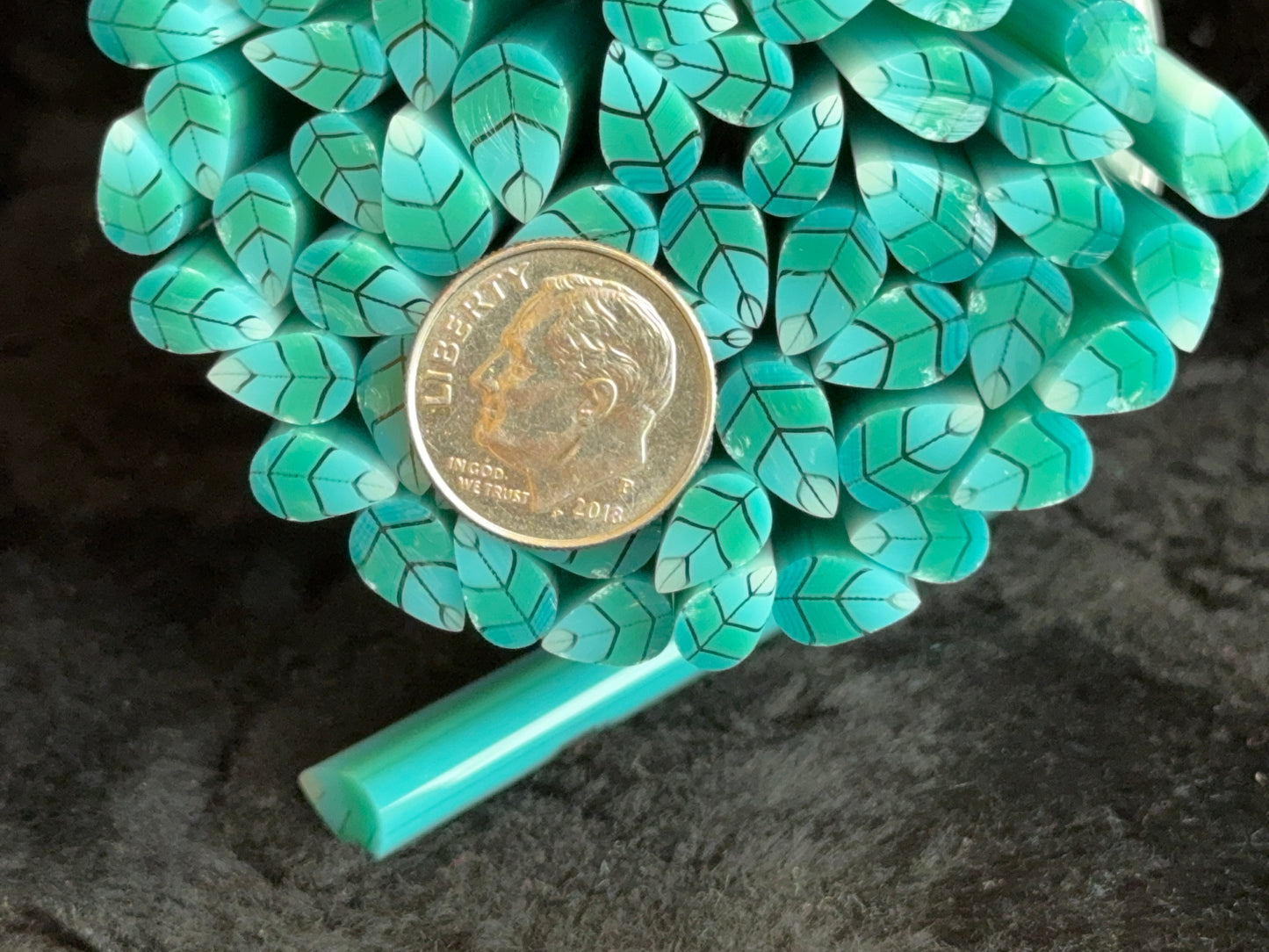 Turquoise Ombré Leaves, 1oz, COE 96 Murrini Millefiori