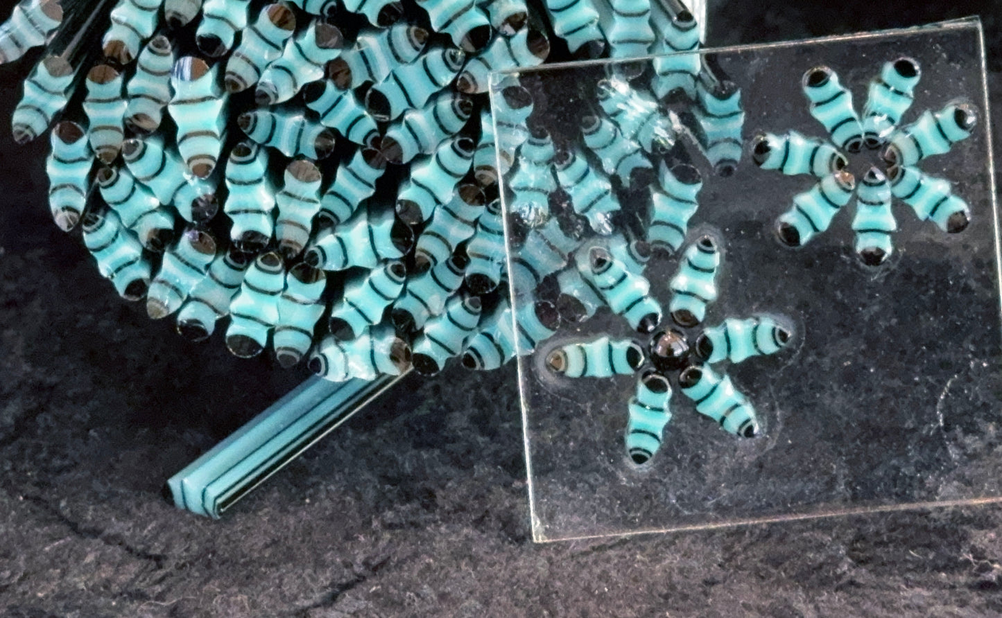 Turquoise Snowflake Petals...Kinda ;), 1oz, COE 96 Murrini Millefiori