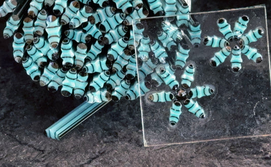 Turquoise Snowflake Petals...Kinda ;), 1oz, COE 96 Murrini Millefiori